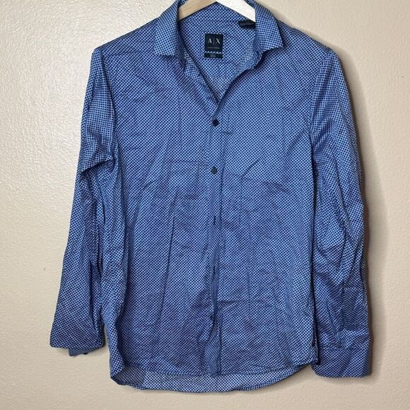 Armani Exchange Shirt Mens M Button Down Long Sleeve Regular Fit Geometric - Picture 1 of 10
